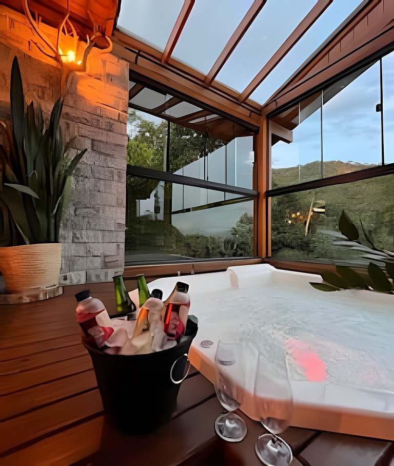 Cabana Jardim dos Pássaros com Hidro e Lareira