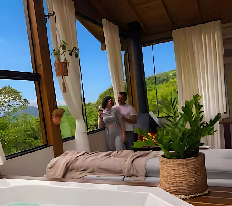 Cabana Jardim dos Pássaros com Hidro e Lareira